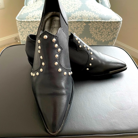 Diesel Shoes - Diesel Women’s Black Leather Studded Booties Size 40 or US9